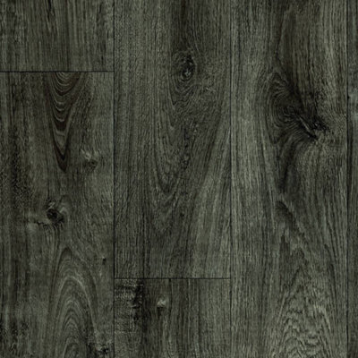 Grey Wood Effect Oak Anti-Slip Vinyl Flooring For LivingRoom, 2mm Felt Backing Vinyl Sheet -2m(6'6") X 4m(13'1")-8m²