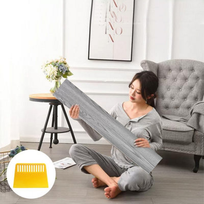 Grey Wood Effect Self-Adhesive Vinyl Flooring Planks (5m² Pack)