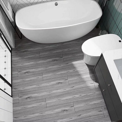 Grey Wood Effect Self-Adhesive Vinyl Flooring Planks (5m² Pack)