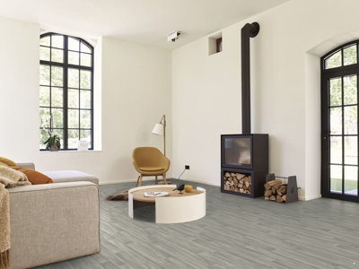 Grey Wood Effect Vinyl Flooring 5m x4m (20m2) - 3