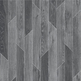 Grey Wood Effect Vinyl Flooring For LivingRoom, Kitchen, 2.3mm Lino Vinyl Sheet-5m(16'4") X 3m(9'9")-15m²