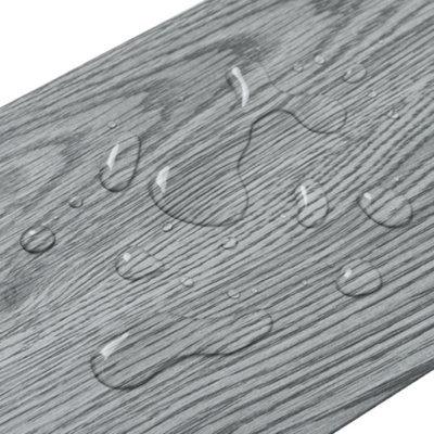 Grey Wood Grain Effect Vinyl Flooring Self Adhesive Floor Plank,1m² Pack of 7