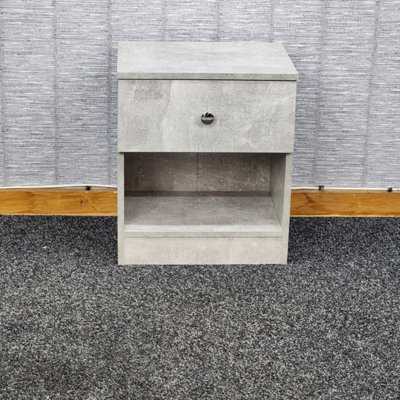 Grey Wooden 1 Drawer Bedroom Bedside Cabinet Furniture Nightstand Side Table