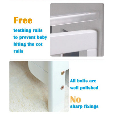 Grey Wooden Baby Cot Bed & Drawer & Aloe Vera Mattress