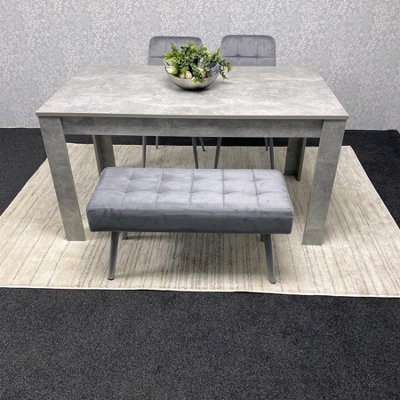 Grey Wooden Dining Table Set with 2 Chairs and 1 Bench Dining Kitchen ...