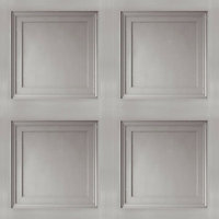 Grey Wooden Panel 3D Effect Realistic Square Panelling Smooth Flat Wallpaper
