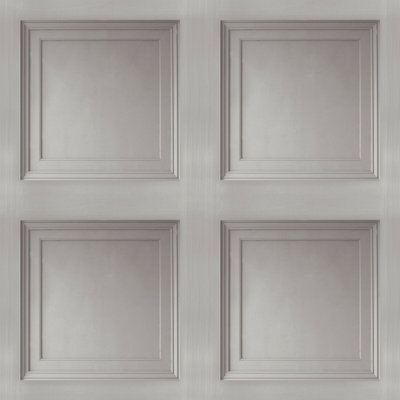 Grey Wooden Panel 3D Effect Realistic Square Panelling Smooth Flat Wallpaper