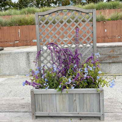 Grey Wooden Planter Lattice For Vines Garden Climbing Flower Plant Pot Trellis