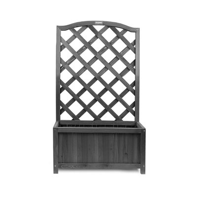 Grey Wooden Planter Lattice Trellis Flowerpot Plant Box - Large