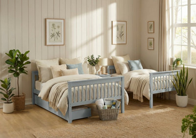 Grey Wooden Triple Bunk Bed Single Over Double 3 Sleeper with Storage ...