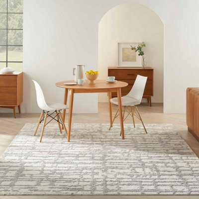 Grey Wool Handmade Luxurious Modern,Abstract Rug For Bedroom & Living Room-236cm X 297cm