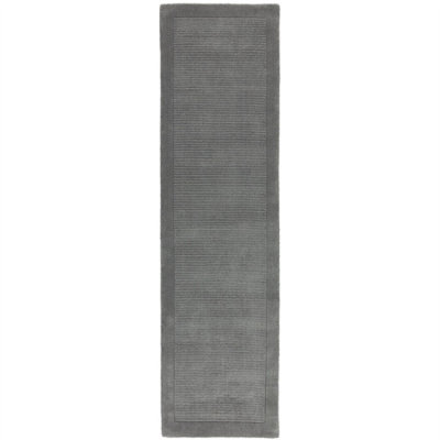 Grey Wool Handmade Plain Easy to Clean Rug For Bedroom Dining Room Living Room Rug-68 X 240cm (Runner)