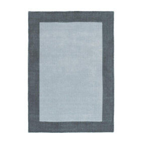 Grey Wool Rug, Geometric Rug with 25mm Thickness, Modern Rug for Living Room, Bedroom, & Dining Room-120cm X 170cm