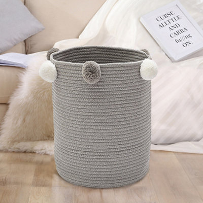 Burakh Cotton Rope Storage Basket – Large Foldable Laundry Hamper, Handles & Heavy Duty