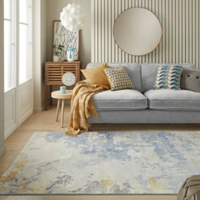 Grey Yellow Abstract Polyester Modern Soft Bedroom, LivingRoom Rug - 120cm X 180cm