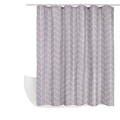 Grey Zig Zag Shower Curtain 180cm x 180cm DIY at B&Q