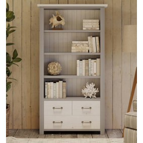 Greystone - Large Open Bookcase with Drawers