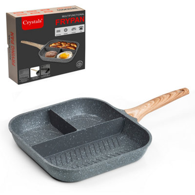 Grill Pan Non Stick Griddle Frying Pot Pan Cooking Steak Breakfast Maker  3 IN 1