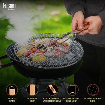 Grill Round Stainless Steel Barbeque Grill Mesh Non Sticky BBQ Grill ...