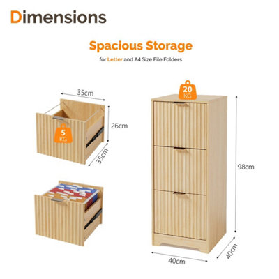Grille File Cabinet for A4 & Letter,Under Desk Filing Organiser 3 Drawers
