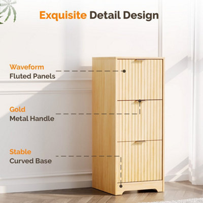 Grille File Cabinet for A4 & Letter,Under Desk Filing Organiser 3 Drawers