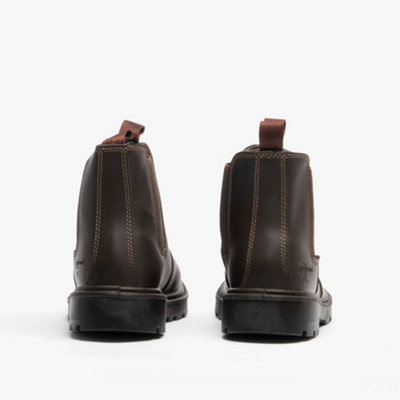 GRINDER Safety Twin Gusset Dealer Boot, Brown Leather, 14 UK