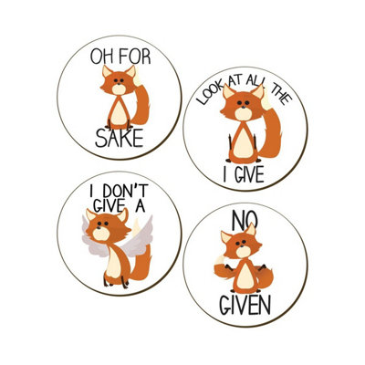 Grindstore For Fox Sake 4 Piece Coaster Set White (One Size)