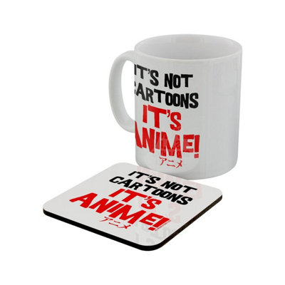 Grindstore Its Not Cartoons Its Anime Mug Coaster Set White One