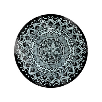 Grindstore Monochrome Mandala Circular Gl Chopping Board Black/White (One Size)