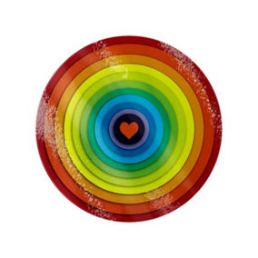 Grindstore Rainbow Heart Circular Gl Chopping Board Multicoloured (One Size)