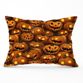 Grinning Lanterns Pumpkins With Glowing Eyes Cushions 33cm x 48cm