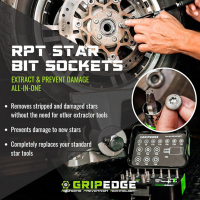 Gripedge Heavy Duty 14Pc Rpt Star Bit Sockets Torx Driver Set S2 Steel