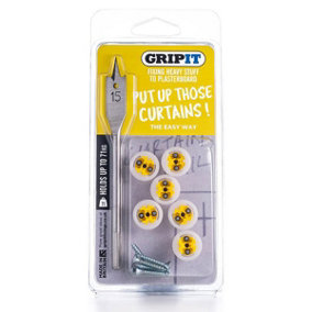 Gripit 15mm Plasterboard Fixing - Curtain Kit (Yellow) Max Load 71kg