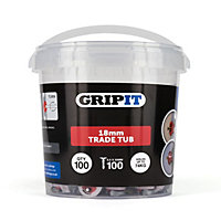 Gripit 18mm Plasterboard Fixing - 100 Pack (Red)  Stud Wall Anchor Max Load 74kg