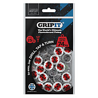 Gripit 18mm Plasterboard Fixing - 25 Pack (Red)  Stud Wall Anchor Max Load 74kg
