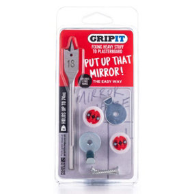 Gripit 18mm Plasterboard Fixing - Mirror/Picture Kit (Red) Max Load 74kg
