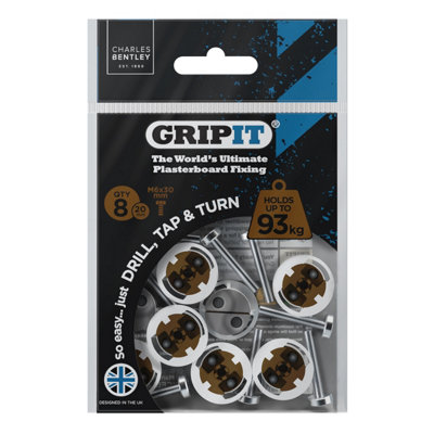 Gripit 20mm Plasterboard Fixing - 8 Pack (Brown) Stud Wall Anchor Max ...