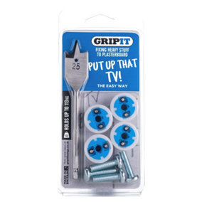 GRIPIT Grip it Blue TV Hanging Kit for Plasterboard Hollow Wall 113kg Capacity