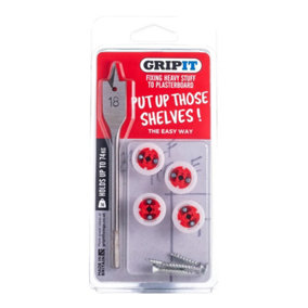 GRIPIT Grip it Red Shelf Hanging Fix Kit Plasterboard Hollow Wall 74kg Capacity