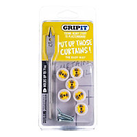 GRIPIT Grip it Yellow Curtain Pole Hanging Kit Plasterboard Wall 71kg Capacity