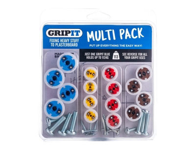 Gripit - Plasterboard Fixings Multi Pack,16 Piece, Clam Pack