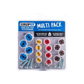 Gripit - Plasterboard Fixings Multi Pack,16 Piece, Clam Pack