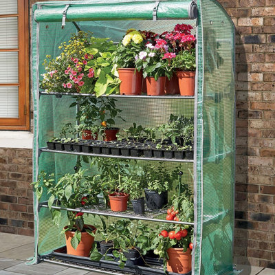 Gro-Zone Max Greenhouse with Steel Frame, PE Cover & 4 Shelves