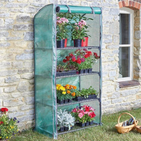 Gro-Zone Mini Greenhouse with 4 Shelves - Germinate Seeds, Propagate Plants & Grow Exotic Fruit & Veg - H170 x W80 x D50cm