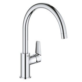 Grohe 31367 BauEdge Chrome Single Lever Kitchen Sink Mixer Tap Swivel High Spout