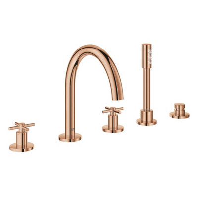 Grohe Atrio 5-Hole Deck Mount Bath Shower Bathroom Combination Warm Sunset