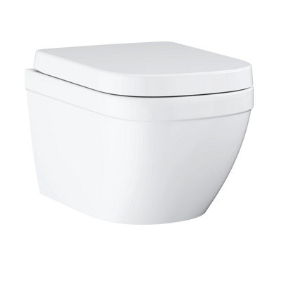 GROHE EURO Rimless Wall Hung Toilet WC Pan with GROHE 1.13m Concealed Cistern Dual Flush  Frame - Cool Sunrise