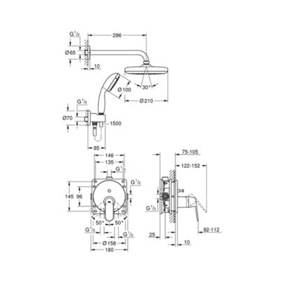Grohe Eurosmart Cosmopolitan Perfect Shower Set with Tempesta 210 - 25219001