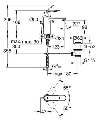 Grohe Eurosmart Cosmopolitan Single-Lever Mixer 1/2 for Sink, Size M ...