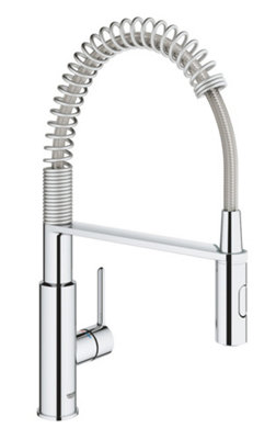 Grohe Get Semi-pro kitchen mixer with spring and 2-jet shower, Chrome ...